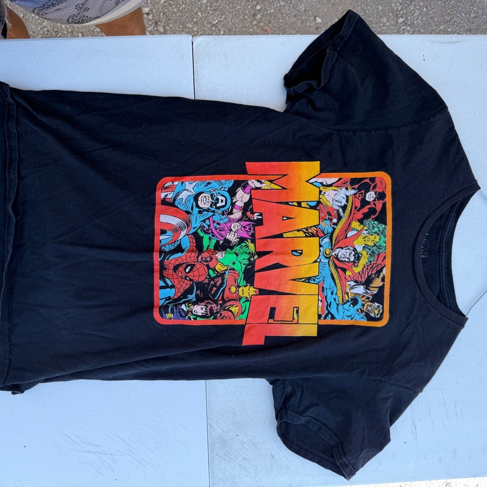 Marvel Black Short Sleeve Tee with Colorful Graphic